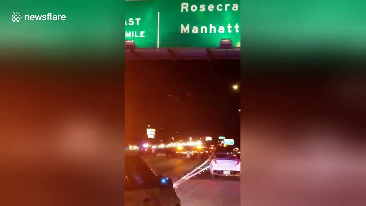 Police arrest suspect of stolen car on California freeway after long chase