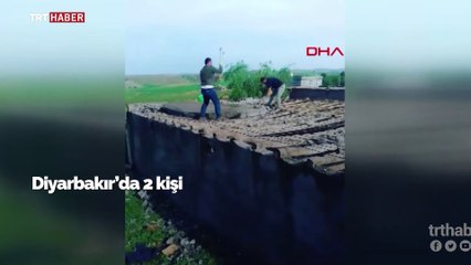 Kırmak için çıktıkları beton çatı çöktü, 2 arkadaş hastanelik oldu