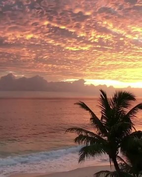 La vue sublime d'un coucher de soleil aux Seychelles