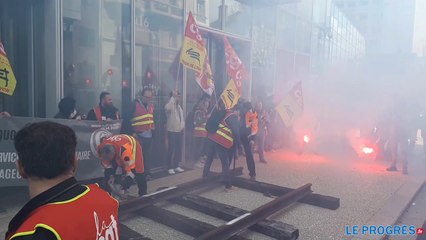 Manifestation des cheminots à Lyon