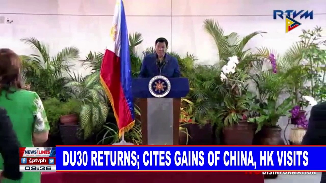 President #Duterte returns; Cites gains of Chin...