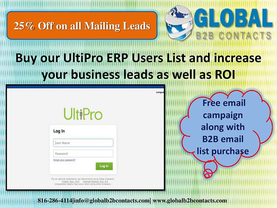 Buy our UltiPro ERP Users List and increase your business leads as well as ROI