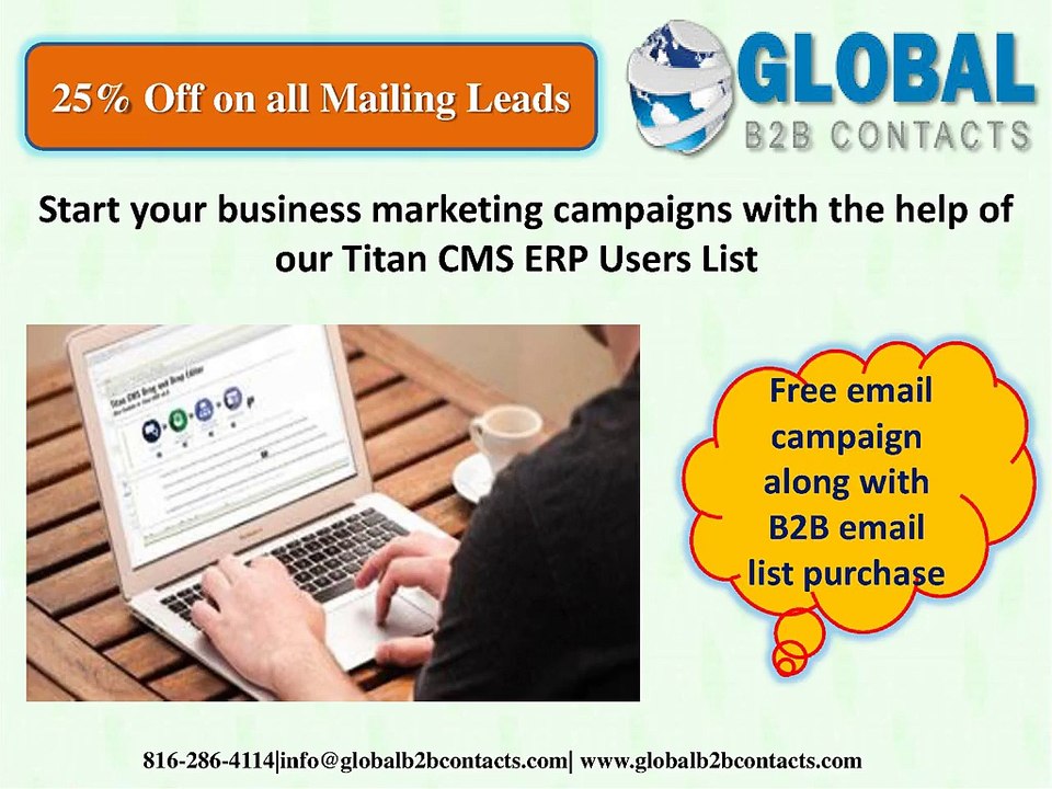Start your business marketing campaigns with the help of our Titan CMS ERP Users List  