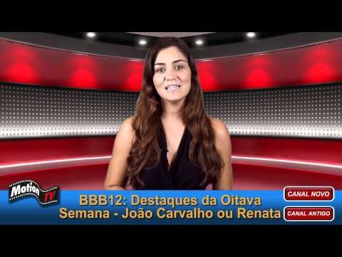 BBB12 Oitava Semana: Paredão João Carvalho X Renata. Jonas foge do Cinzeirão .