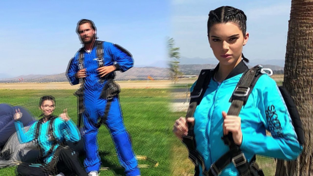 Kendall Jenner and Scott Disick go skydiving together outside Los Angeles.