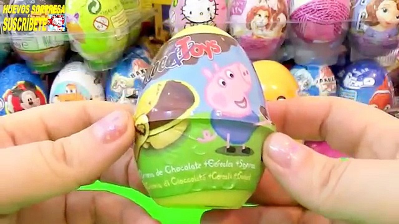3 huevos sorpresa kinder joy, peppa pig y hora de aventura unboxing en español juguetes castellano