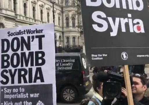 Protesters Chant 'Don't Bomb Syria' Near Downing Street