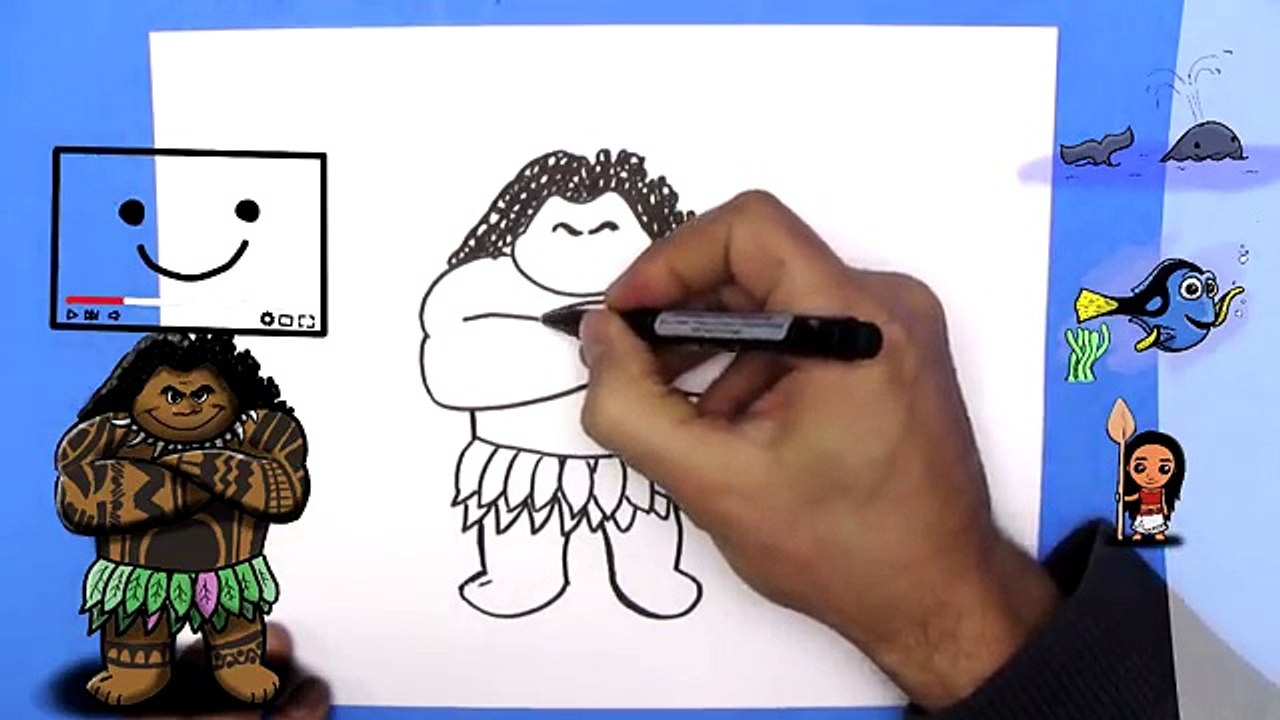 How To Draw Maui from Moana EASY Step By Step video Dailymotion