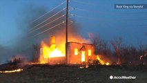 Oklahoma wildfires burn old school house, hundreds of structures threatened