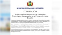 Bolivia condena el asesinato de periodistas ecuatorianos