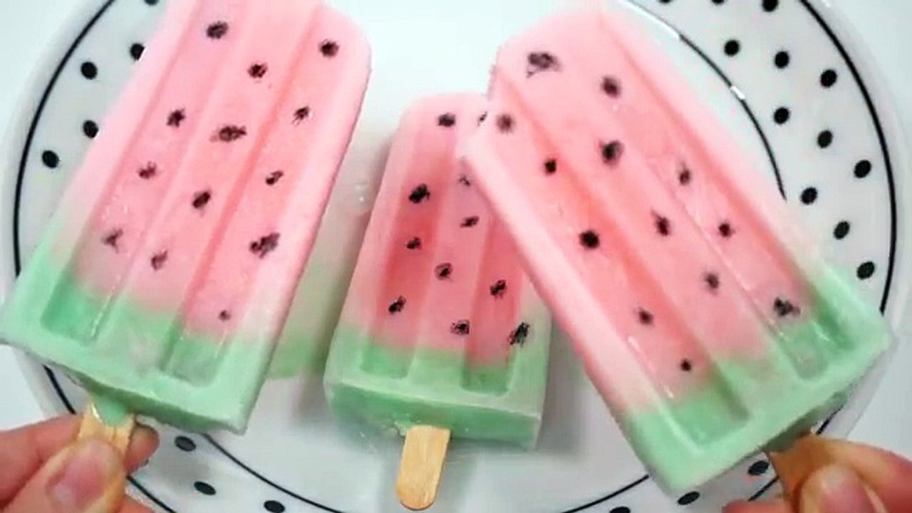 How To Make Watermelon Popsicles DIY Milk Ice Cream For Children