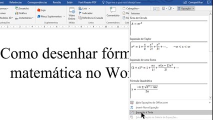 Como desenhar fórmulas matemáticas no Word 2016