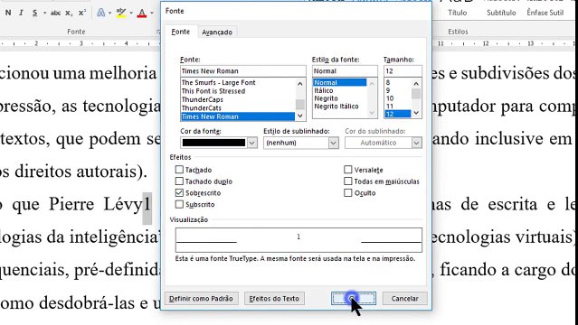 COMO INSERIR NÚMERO SOBRESCRITO [EM CIMA DA PALAVRA] NO WORD