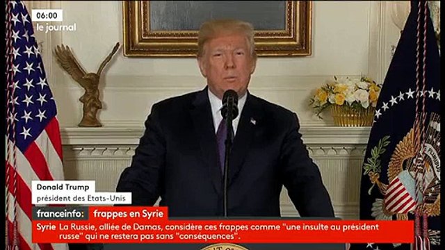Syrie: Regardez la déclaration cette nuit de Donald Trump au moment où les premiers missiles frappaient Damas