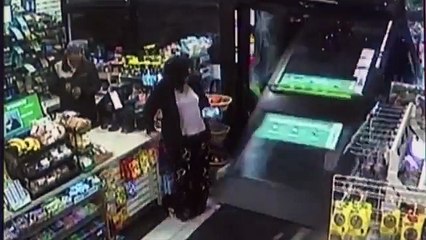 LADY LUCKY AFTER TRUCK CRASHES THROUGH 7-11 NEARLY RUNNING HER OVER