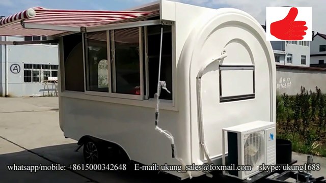 design New food truck with four sliding glass window service pulled SUV or by sedan car video China