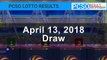 PCSO Lotto Results Today April 13, 2018 (6/58, 6/45, 4D, Swertres, STL & EZ2)