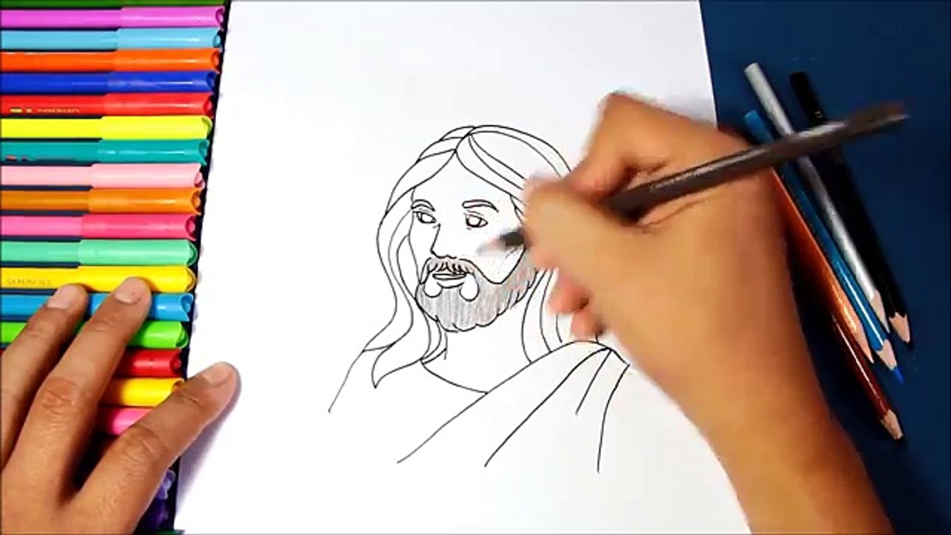 Cómo dibujar a JESÚS paso a paso (fácil) | How to draw Jesus (Holy Week), image size:1920x1080