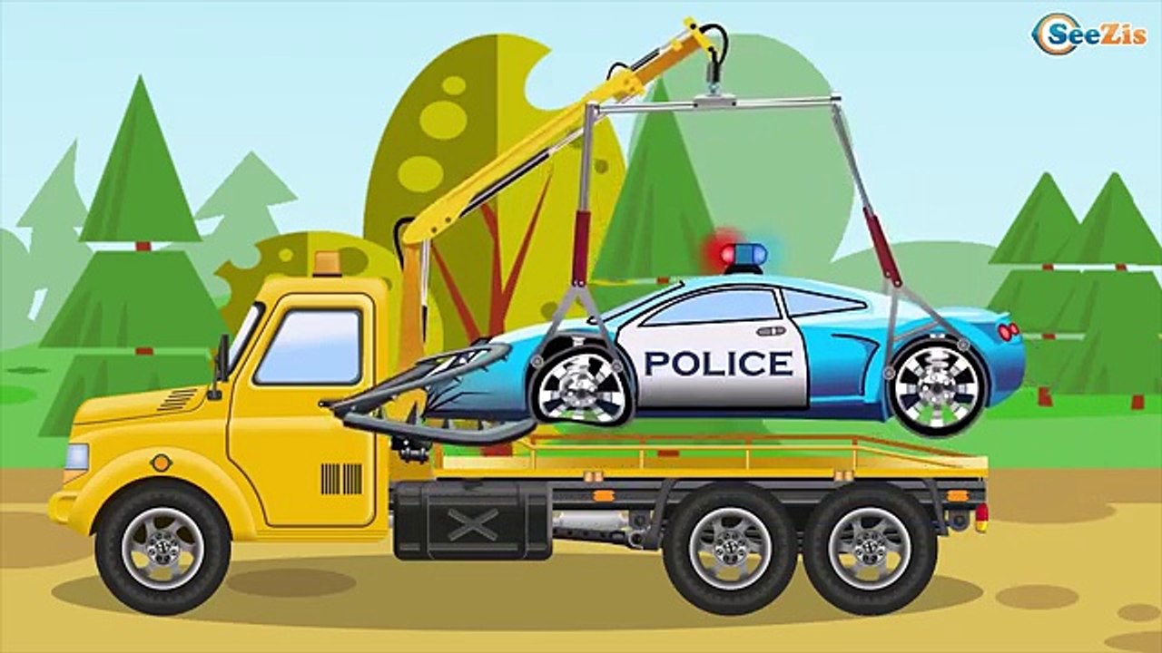 Le Dépanneuse Jaune et Voiture de course - Dessin animé français - Voitures Pour Enfants