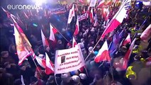 Manifestaciones a favor y en contra del Gobierno polaco en las calles de Varsovia