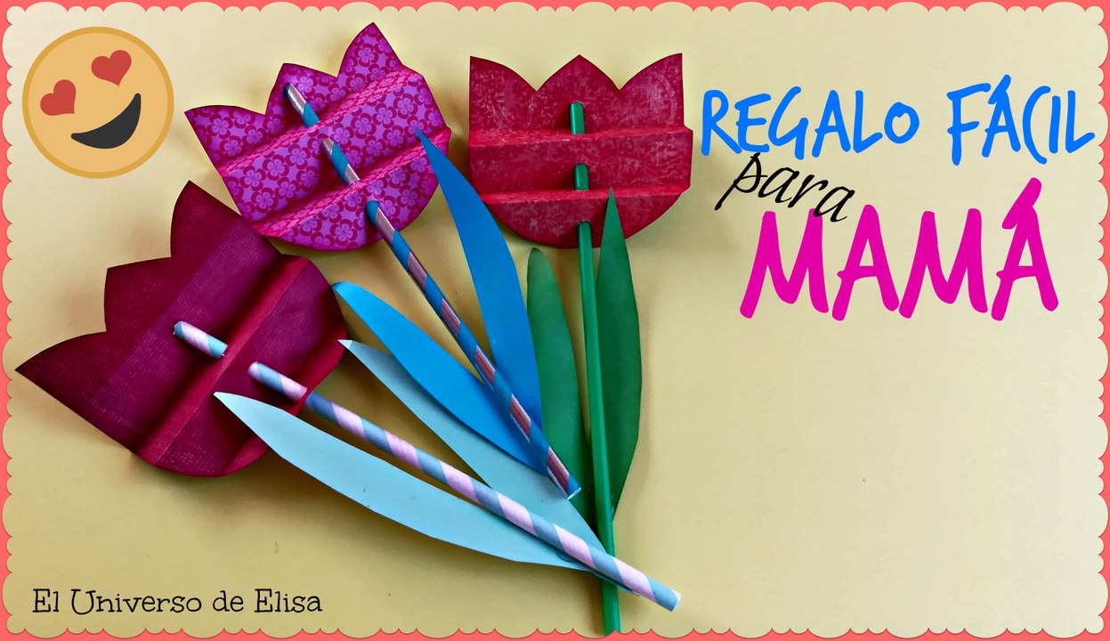 Regalos Fáciles para el Día de la Madre, Tulipán con Pajita o Popote, Manualidades de reciclaje