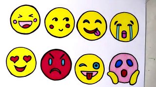 How To Draw and Color Emoji l Emoji Faces Coloring Pages Videos For Kids l Learn Colors