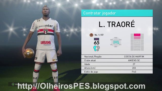 PES 2018 - Combinação de Olheiros para contratar L. Traoré do Amiens SC
