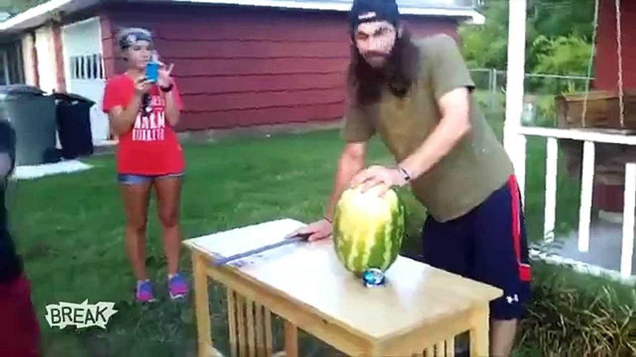 Watermelon Vs Guy Wielding Sword: Who ya got?!