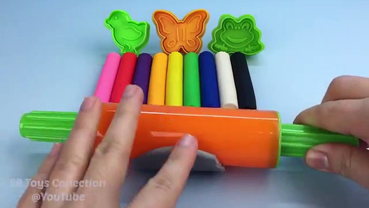 Play and Learn Colours with Playdough Modelling Clay with Butterfly and Frog Molds Fun for Kids