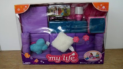 AMERICAN GIRL DOLL LIVING ROOM!! Opening and review for My Life As Set