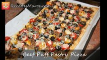 Pizza Feuilletée au Boeuf - Beef Puff Pastry Pizza - بيتزا بالعجين المورق