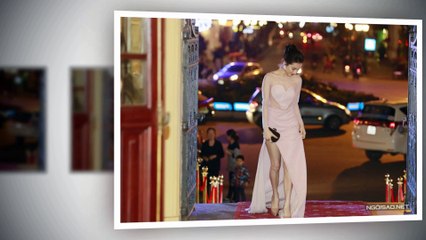 Nhã Phương quyến rũ với váy xẻ cao đến hông trên thảm đỏ giải Cánh Diều 2017