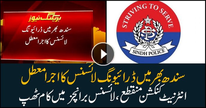 Issuance of a driving licence suspended all over Sindh due to technical issues.