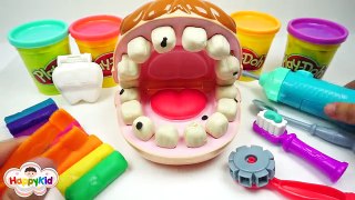 เล่นแป้งโดว์หมอฟัน | ฟันปลอมสีรุ้ง | วิธีแปรงฟันไม่ให้มีแมงกินฟัน | Play-Doh Doctor Drill N Fill