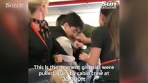 Dansçı kadınlar uçağı birbirine kattı