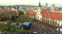 Thousands of Slovaks take to the streets protesting over corruption. There have been regular demonstrations since the murder of a journalist in February