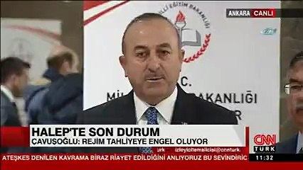 Çavuşoğlu&#39;ndan Halep açıklaması: Rejim tahliyeye engel oluyor