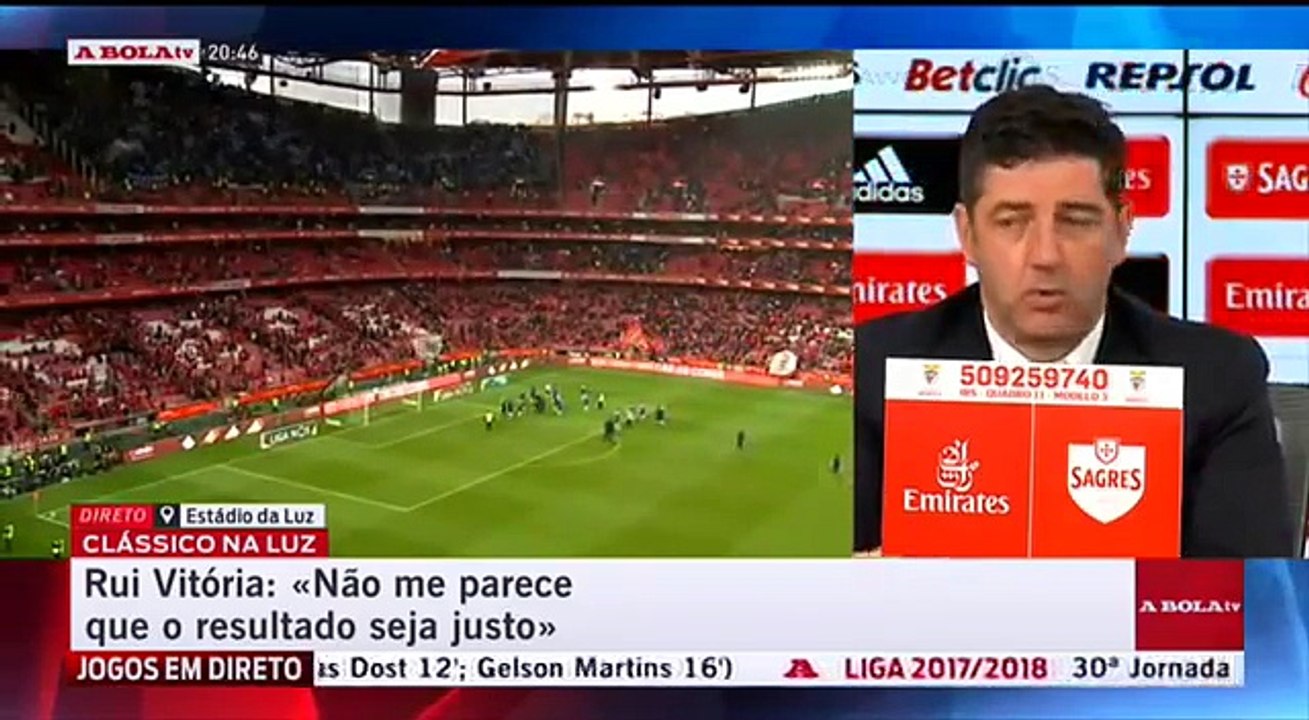 Vídeo: Rui Vitória explica substituição de Rafa