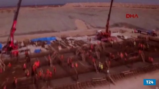 Dünyanın en uzun asma köprüsü olacak olan 1915 Çanakkale Köprüsü'nün inşaatı havadan görüntülendi