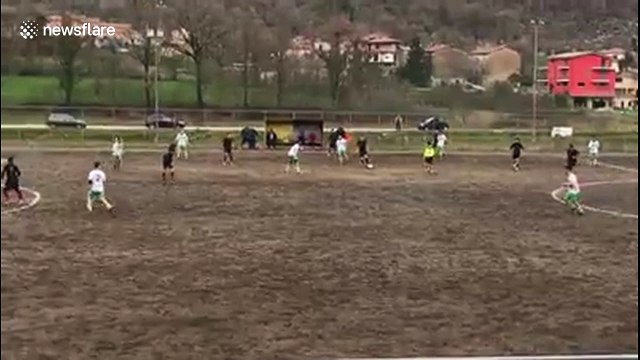 Amateur Italian footballer, 45, scores amazing long-range volley