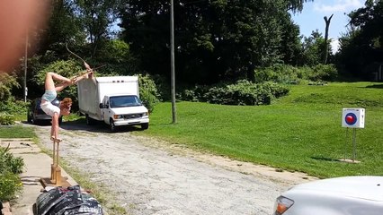 Talented Young Girl Nails Impressive Archery Trickshots