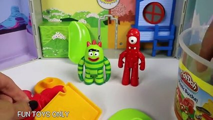 YO GABBA GABBA Toys with PLAY DOH FOOD Muno Brobee DJ Lance Toodee Plex Foofa