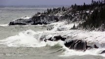 High winds create 'exploding' 50ft waves on Lake Superior