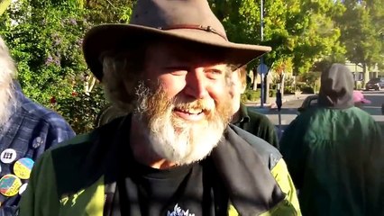 Co-Founder of Food Not Bombs after Release from Arrest During Freedom Sleepers Event