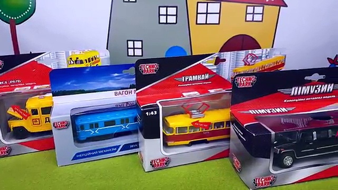 Игрушечные Машинки от Технопарка Коллекция №3 Школьный автобус Лимузин Трамвай Вагон Метро Kids Cars