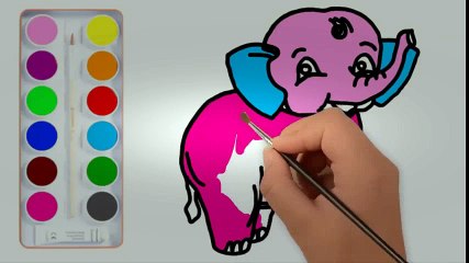 Learn Colors with Drawing and Coloring Elephant for Kids Children and Baby videos 4k | Educational child channel