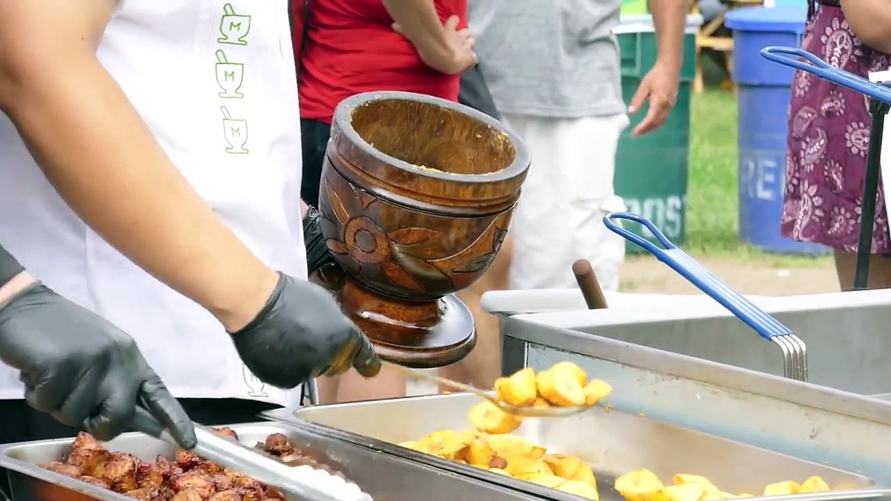 New York City Street Food - Mofongo with Fried Pork Chicharrón