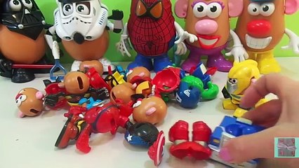 Giant Play Doh surprise Egg Mr. Potato Head & new Mashable Bumblebee mini potato heads Avengers