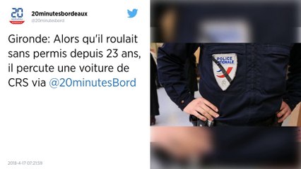 Gironde. Sans permis depuis 1995, il percute la voiture des CRS.