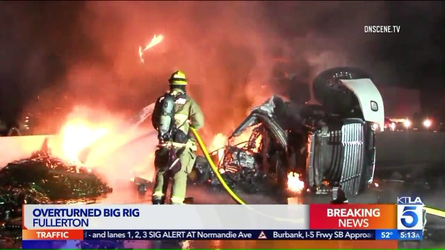 Fiery Big-Rig Crash Shuts Down California Freeway